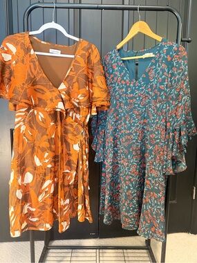 Calvin Klein For the Seasons Floral Dresses - Pair Sz 10